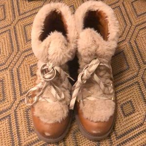 Light brown and faux fur boots